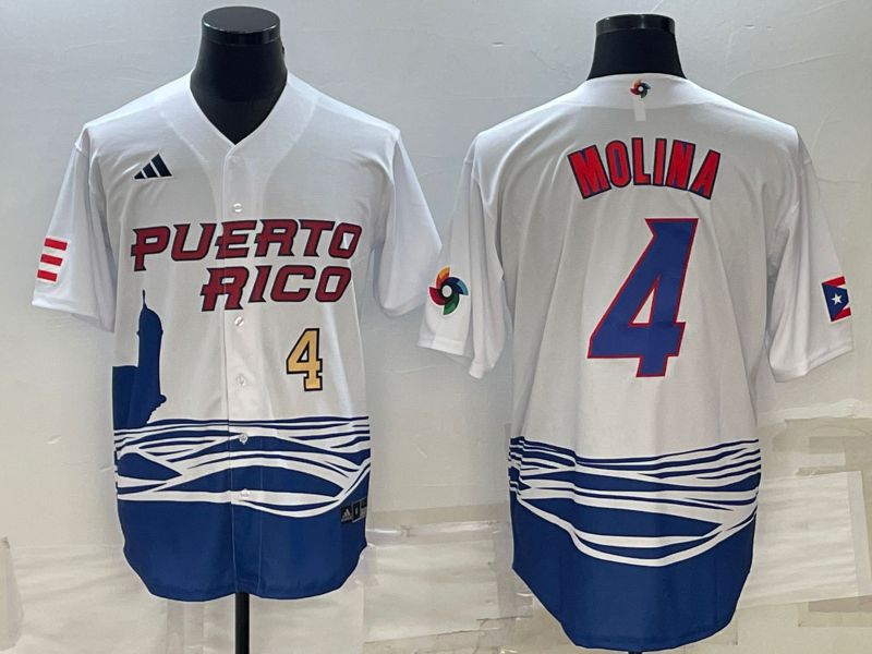 Men 2023 World Cub #4 Molina White MLB Jersey3->more jerseys->MLB Jersey